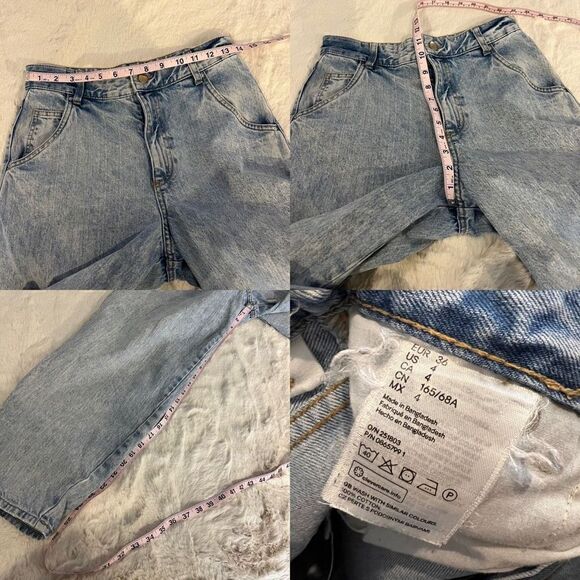 H&M Wide Leg Baggy tapered ultra high waisted Jeans Light Wash denim women’s 4 - Picture 10 of 10
